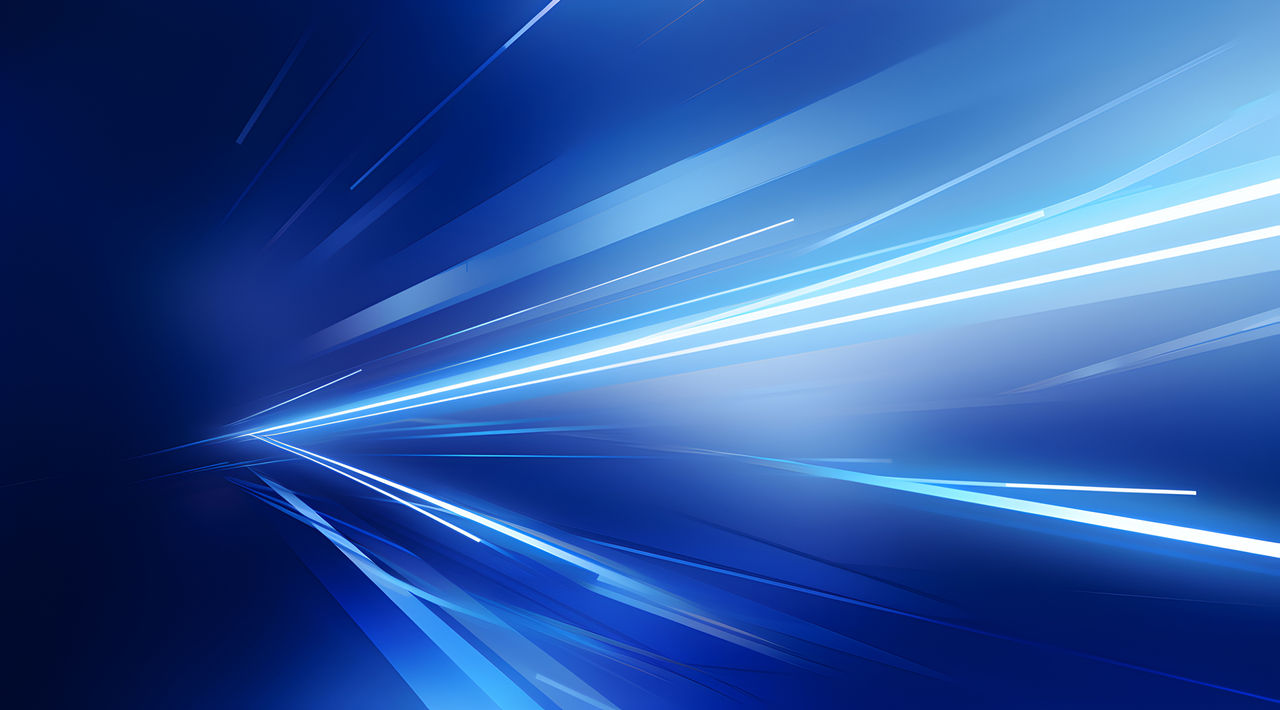 Dynamic abstract background with light streaks conveying speed and motion in cool blue tones.