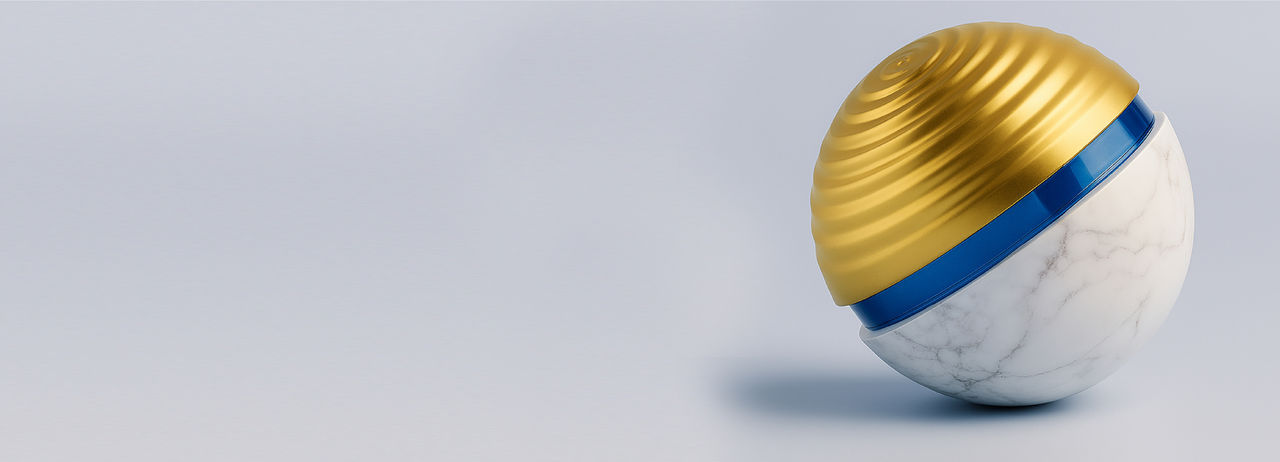 Sphere with gold ripples and marble.