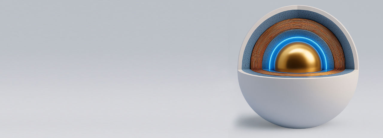 Sphere cut open to reveal interior.