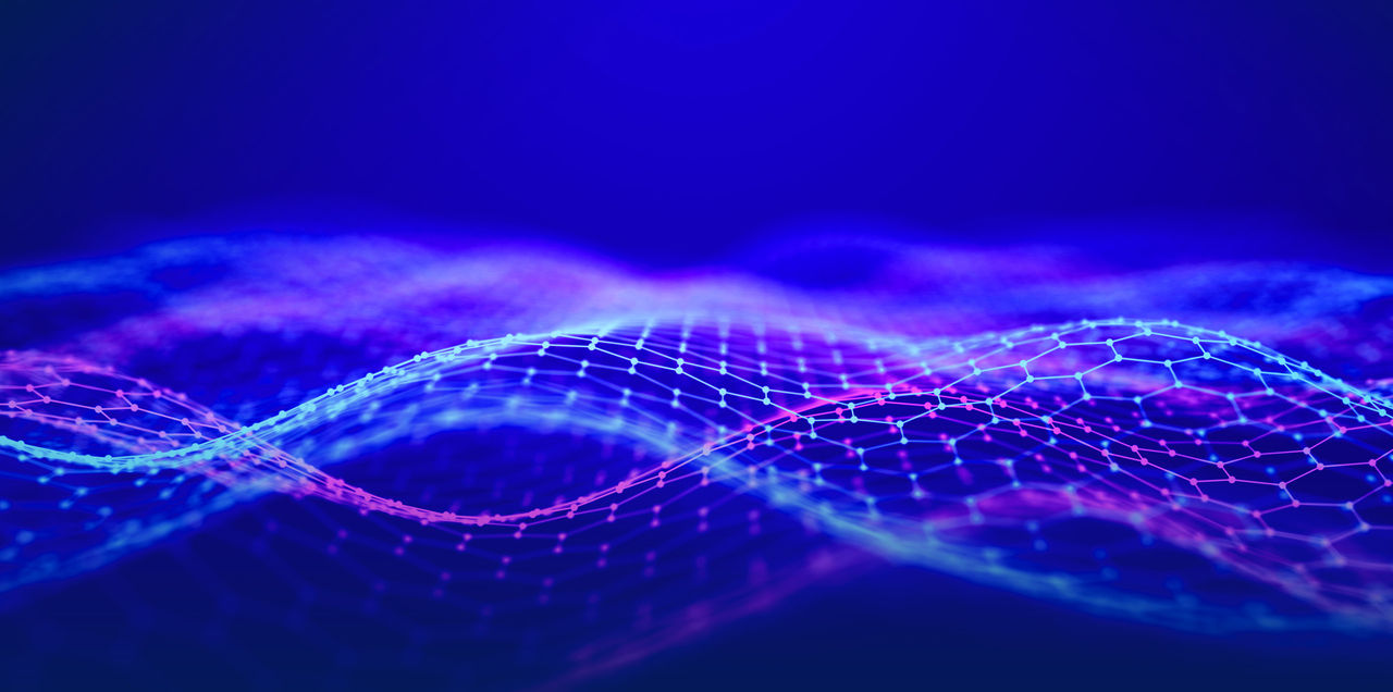 Abstract wave of musical sounds. Smooth information transfer. 3D .